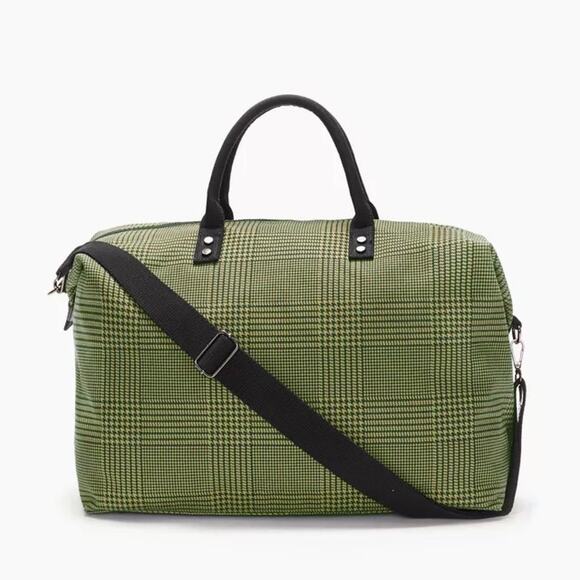 lulu dharma Handbags - Lulu Dharma Yellow/ Black Plaid Frasier Weekender Overnight Travel Tote Carryall